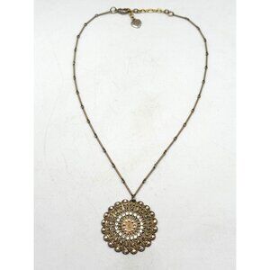 Vintage Yoni Z Filigree Rhinestone Pendant Necklace